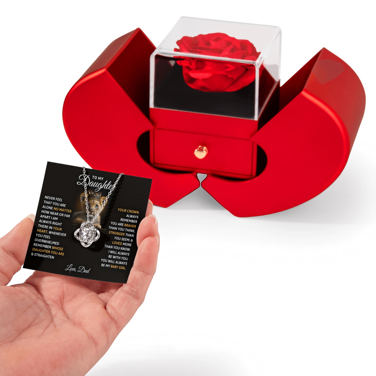 TO MY DAUGHTER BABY GIRL KNOT HEART ROSE BOX