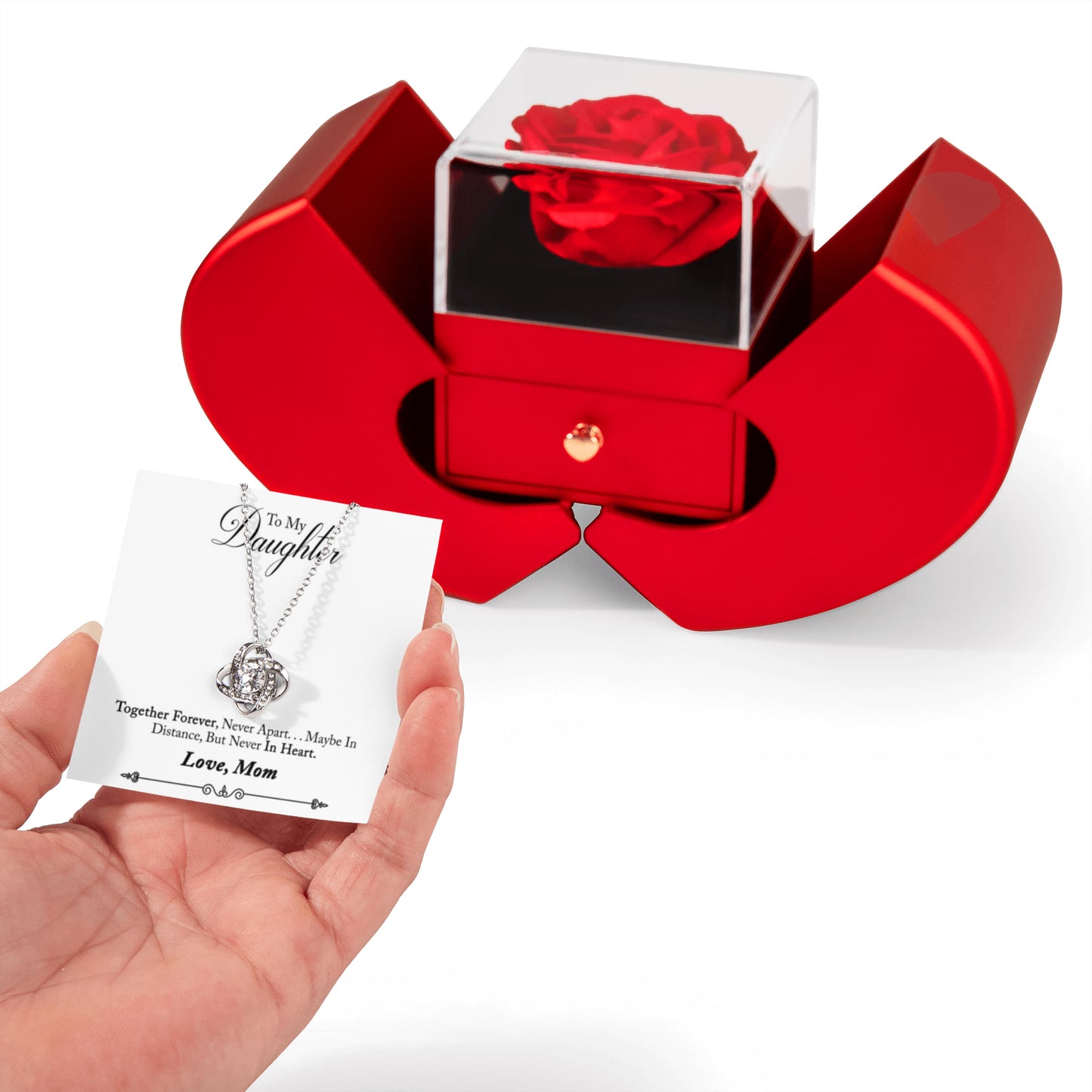 TO MY DAUGHTER INFINITY KNOT HEART ROSE BOX