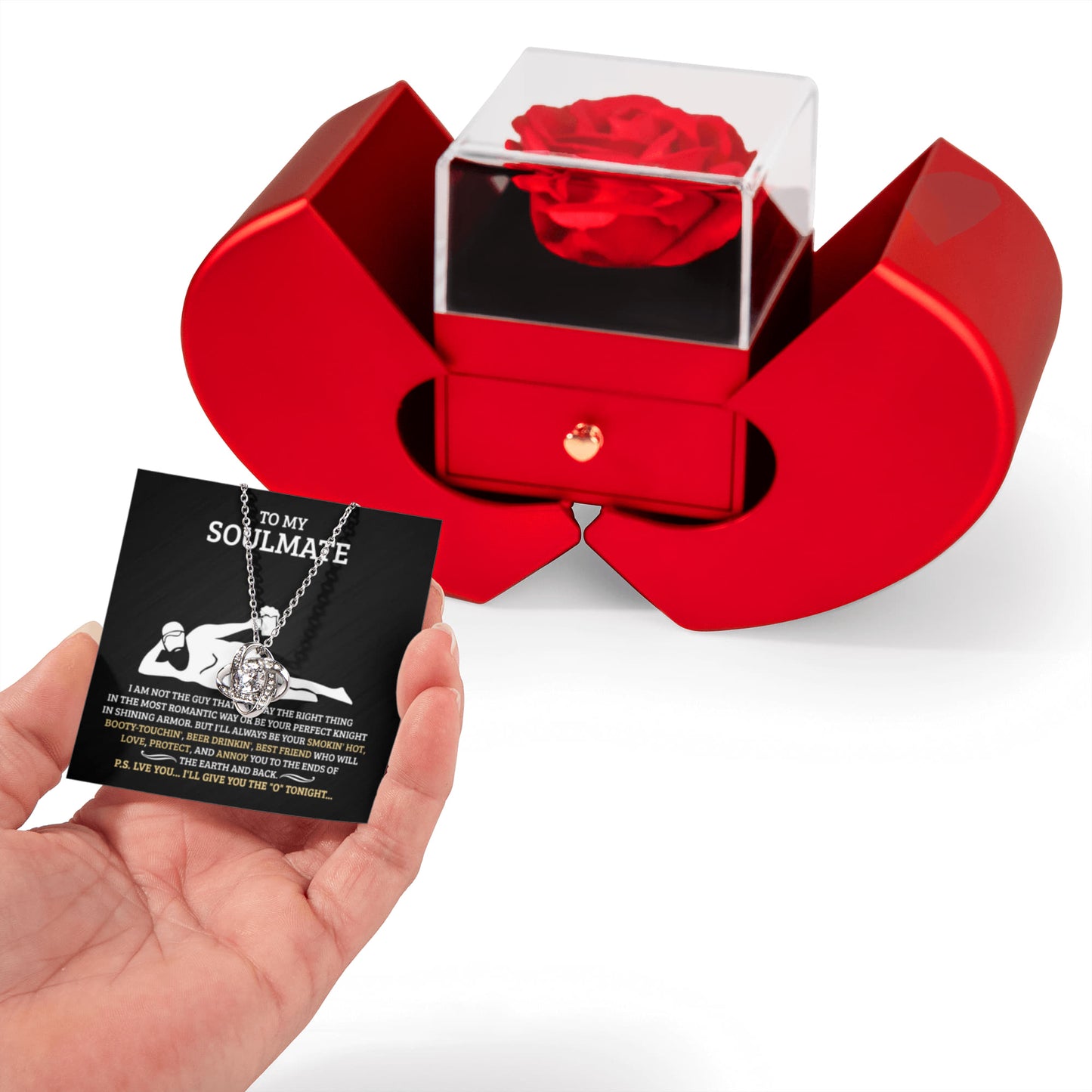 SOULMATE SMOKIN KNOT HEART ROSE BOX