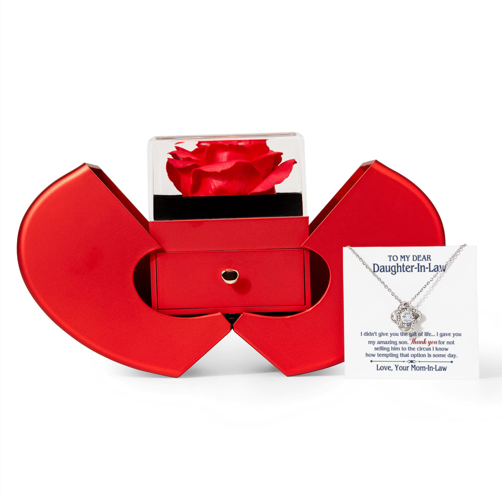 TO MY DAUGHTER IN LAW CIRCUS LOVE KNOT NECKLACE HEART BOX GIFT SET