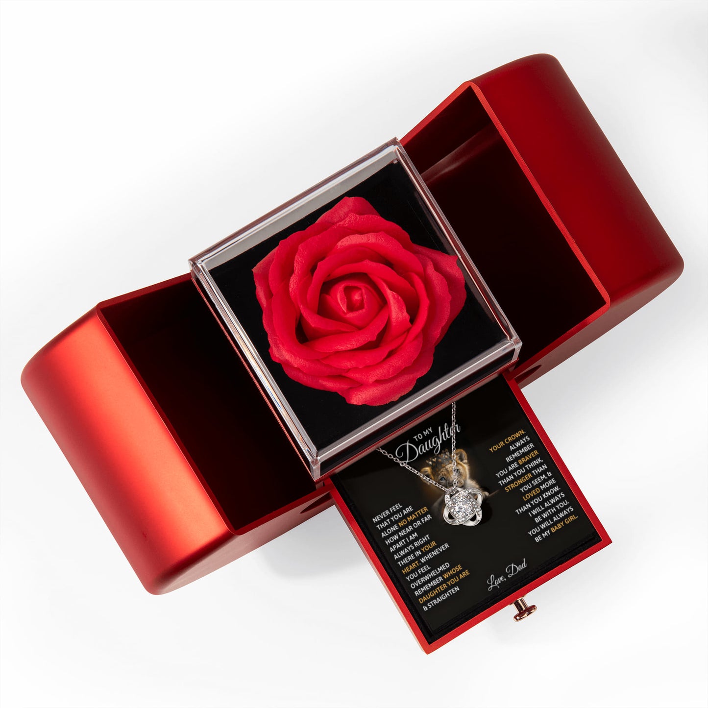 TO MY DAUGHTER BABY GIRL KNOT HEART ROSE BOX