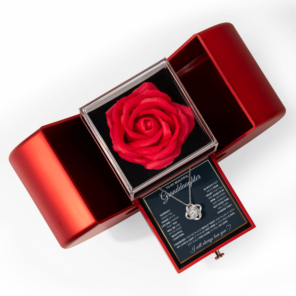 TO MY GRANDDAUGHTER SQUEEZED LOVE KNOT NECKLACE HEART BOX GIFT SET