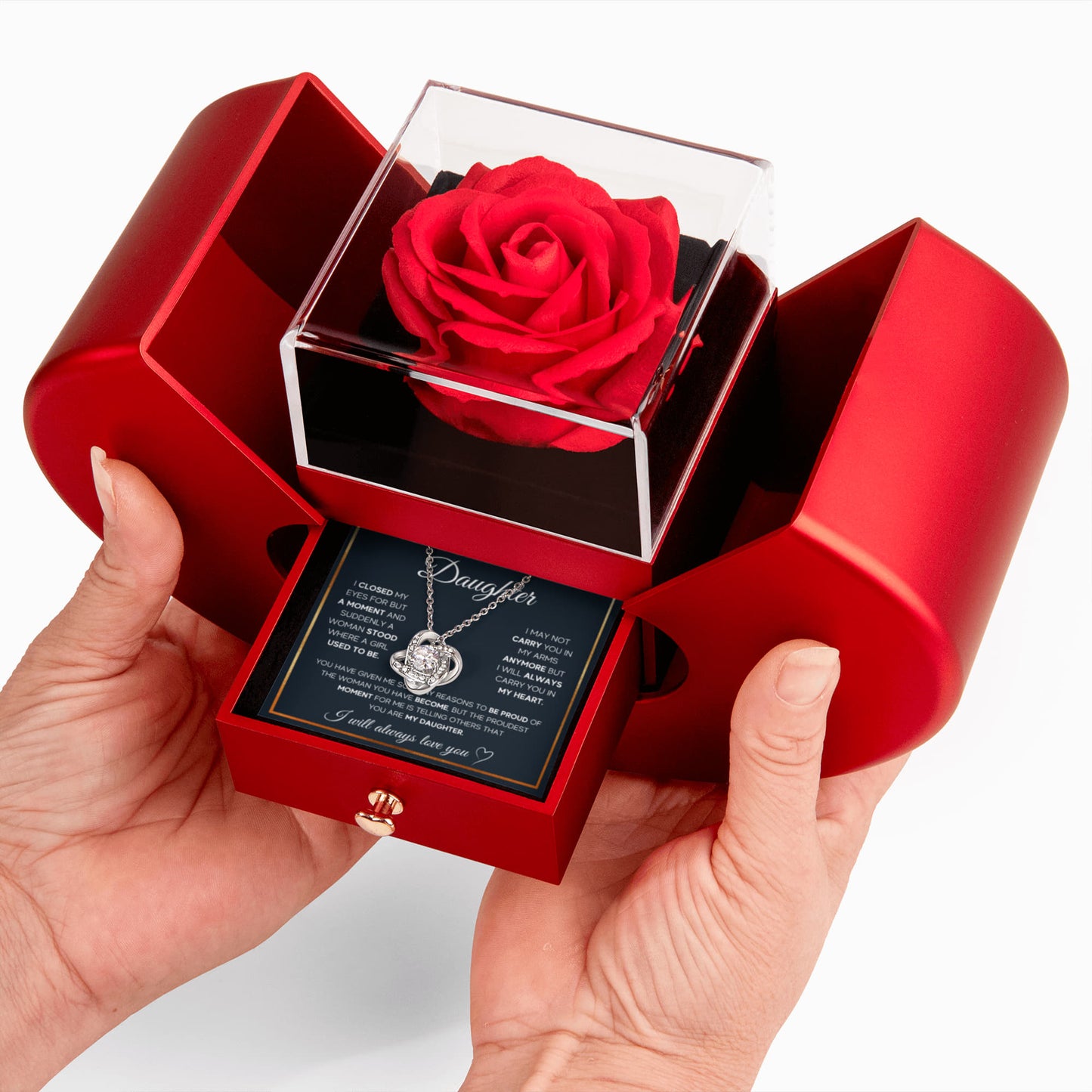 TO MY DAUGHTER PROUD KNOT HEART ROSE BOX
