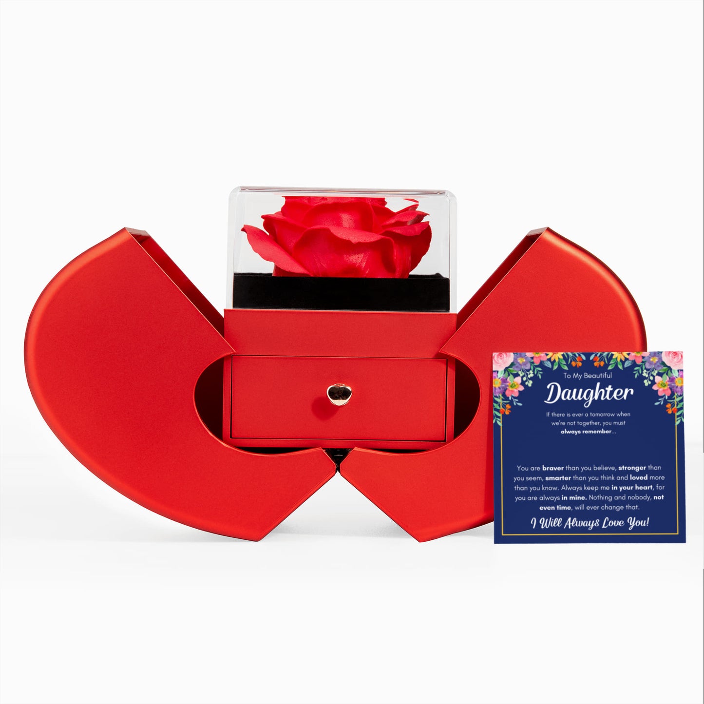 TO MY DAUGHTER BRAVER KNOT HEART ROSE BOX