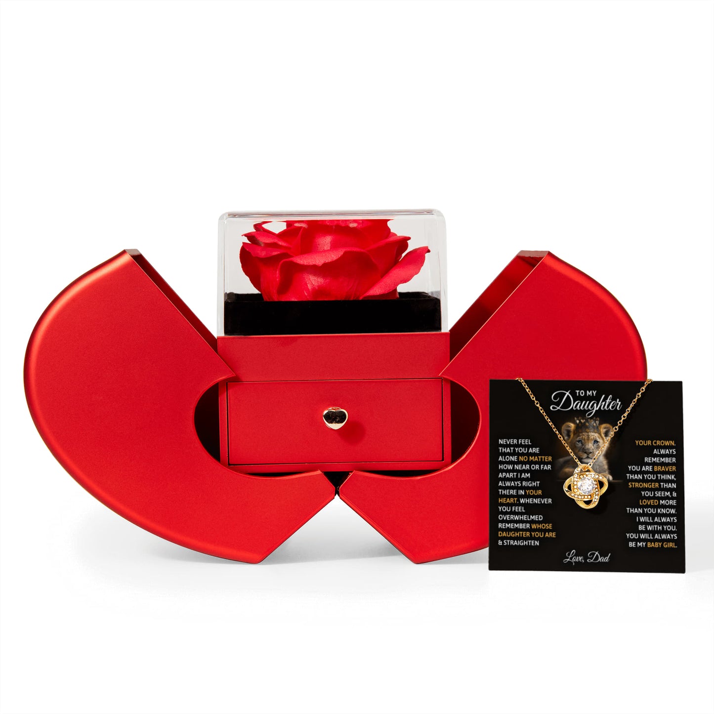 TO MY DAUGHTER BABY GIRL KNOT HEART ROSE BOX