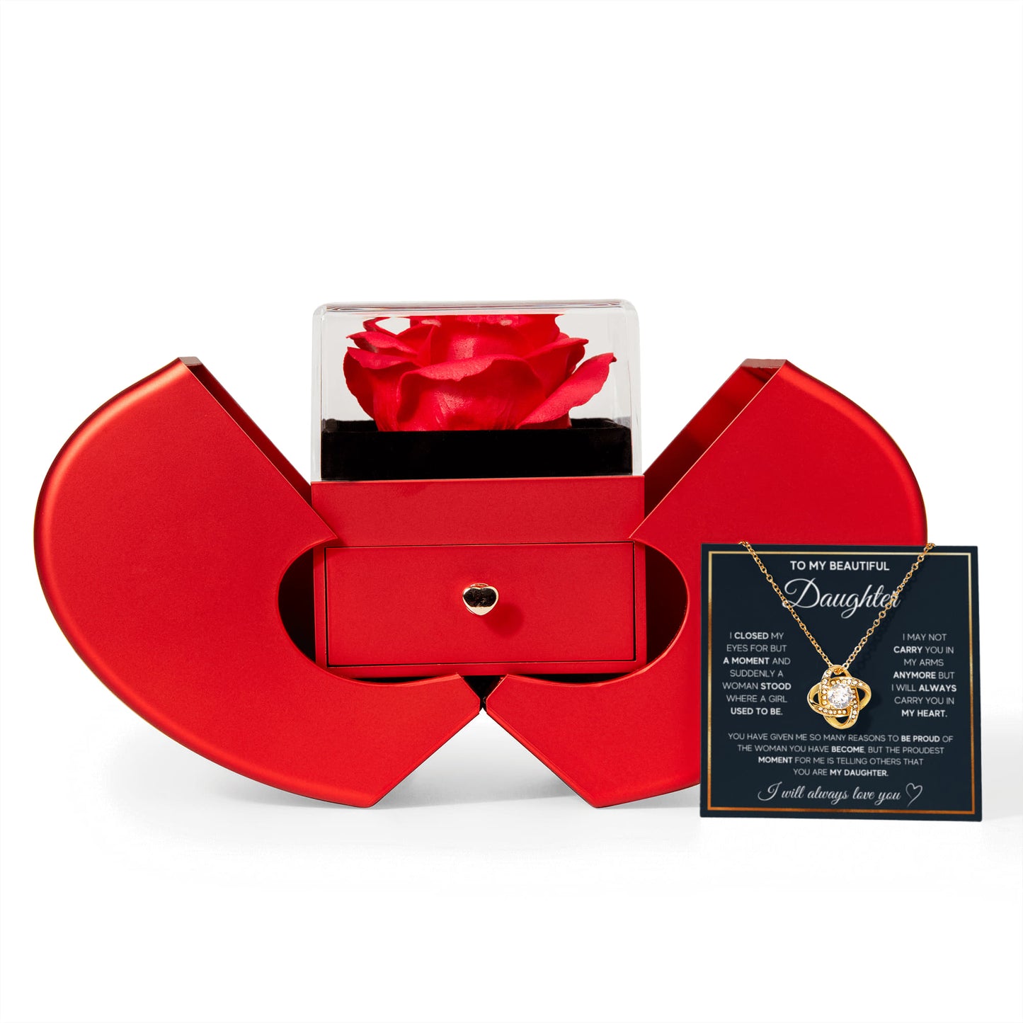 TO MY DAUGHTER PROUD KNOT HEART ROSE BOX