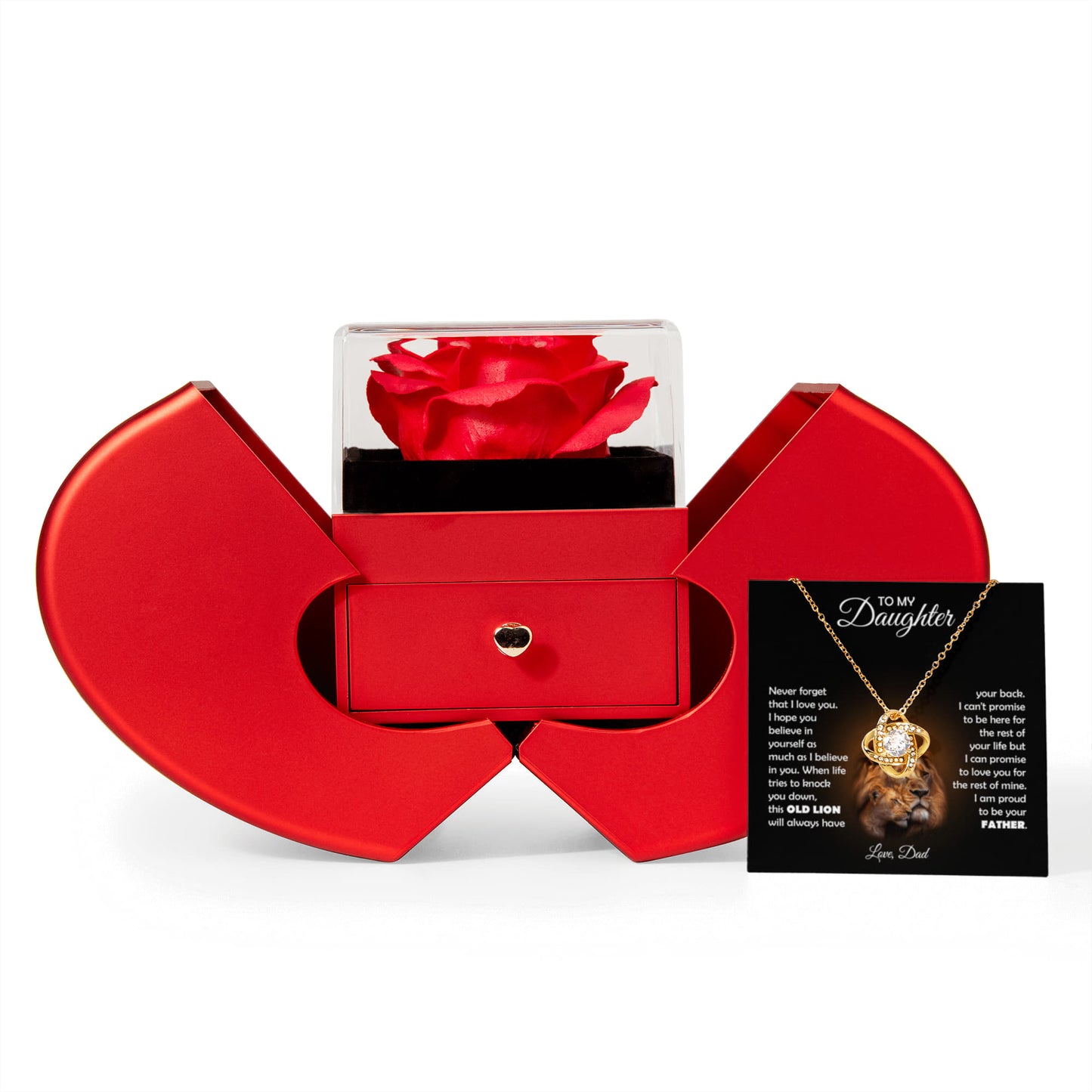 TO MY DAUGHTER THIS LION KNOT HEART ROSE BOX