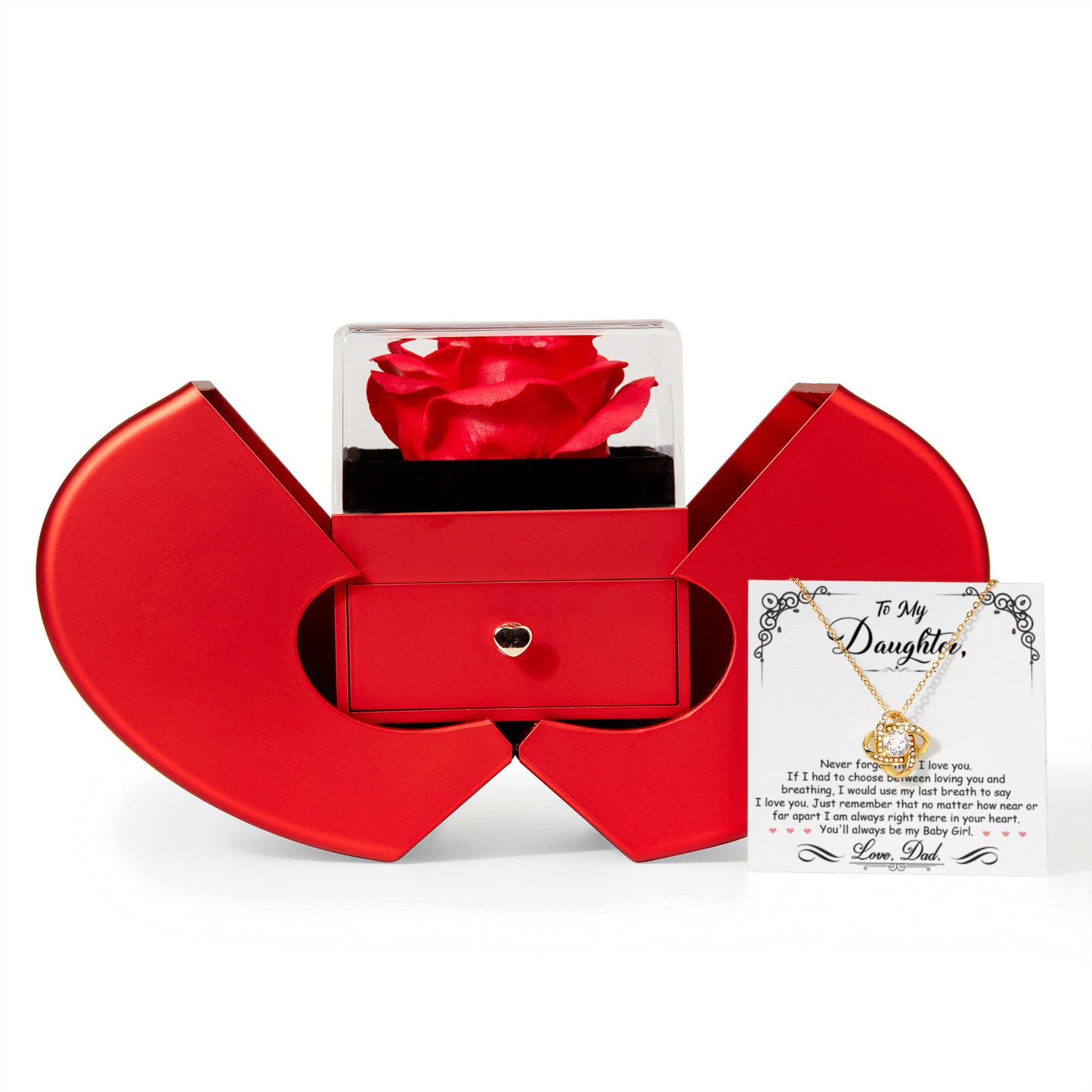 TO MY DAUGHTER BREATHING KNOT HEART ROSE BOX