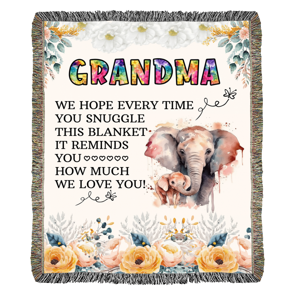 To My Grandma - Elephant Woven Blanket