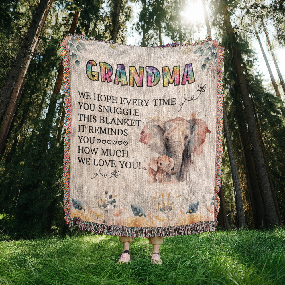 To My Grandma - Elephant Woven Blanket