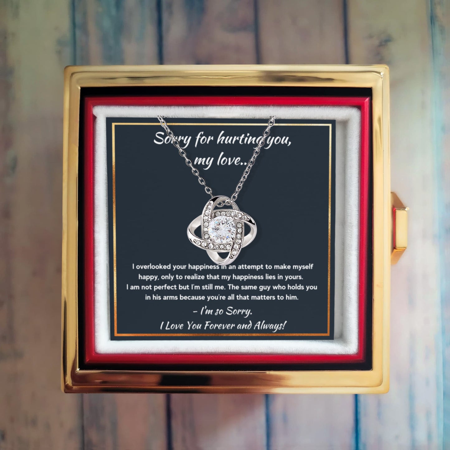 I'm Sorry Gifts For Her - Love Knot with Rotating Rose Gift Box