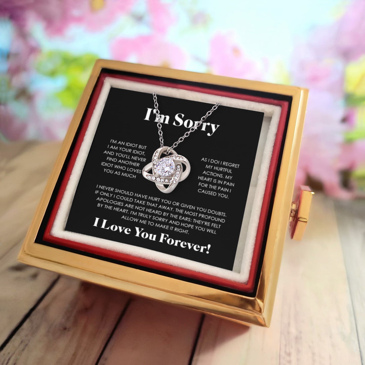 I'm Sorry Gifts For Her - Love Knot with Rotating Rose Gift Box