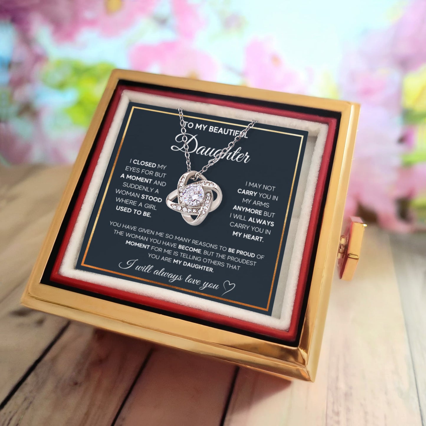 Proud Knot - Daughter Birthday Necklace with Rose Box