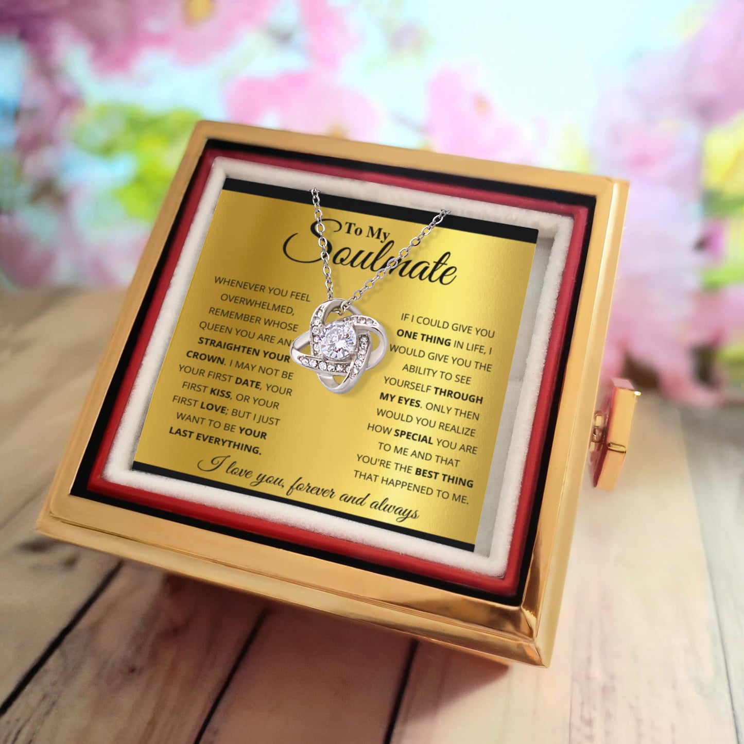 Love Knot Necklace - Soulmate Gold Alluring with Rose Box