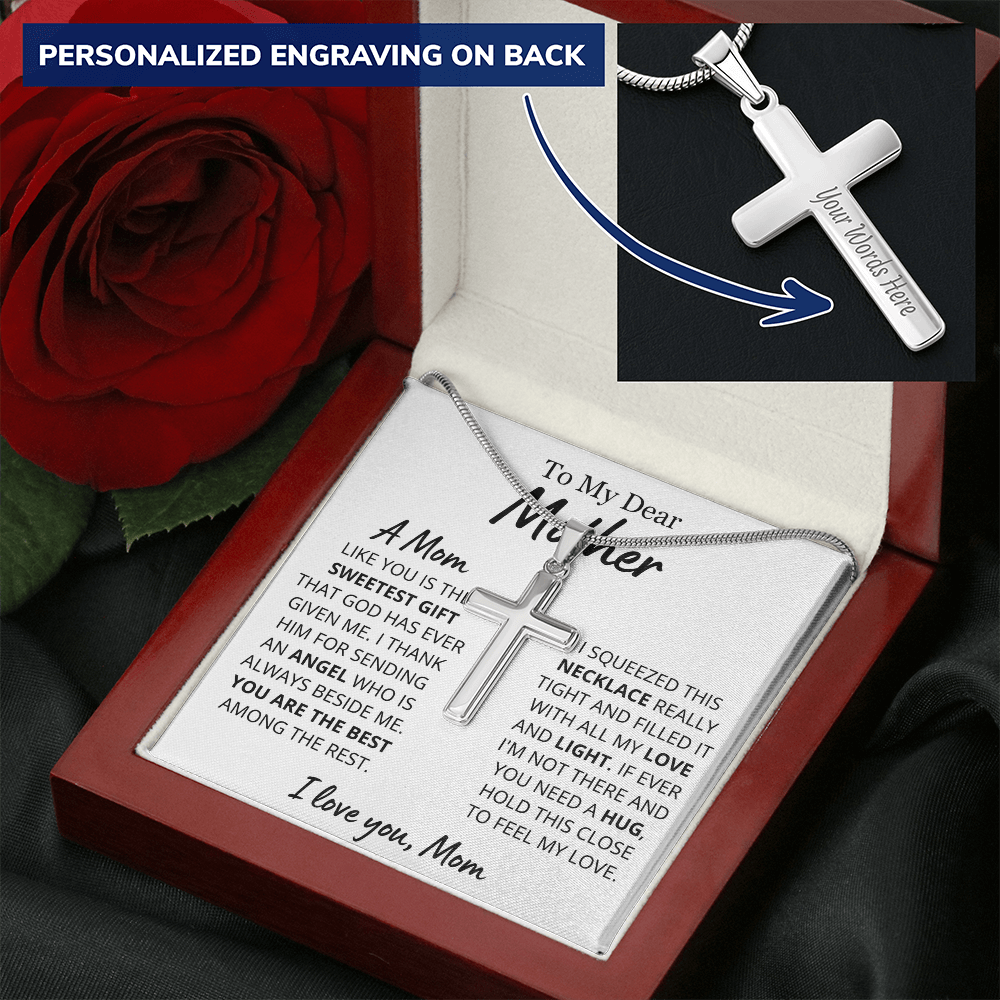 Sweetest Mom Personalized Cross Necklace