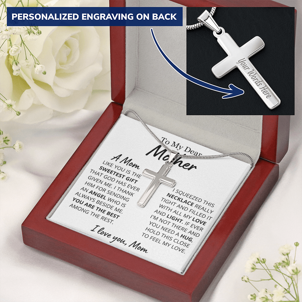 Sweetest Mom Personalized Cross Necklace