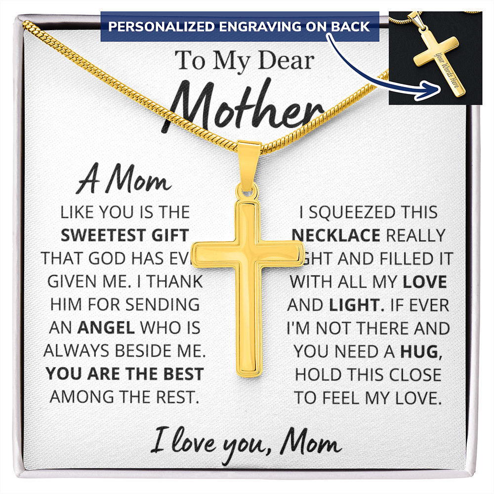 Sweetest Mom Personalized Cross Necklace