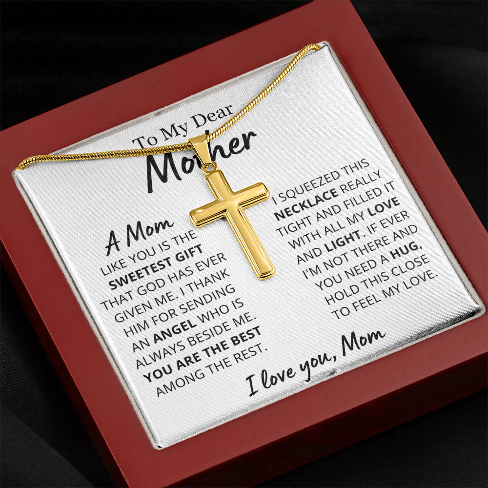 Sweetest Mom Personalized Cross Necklace