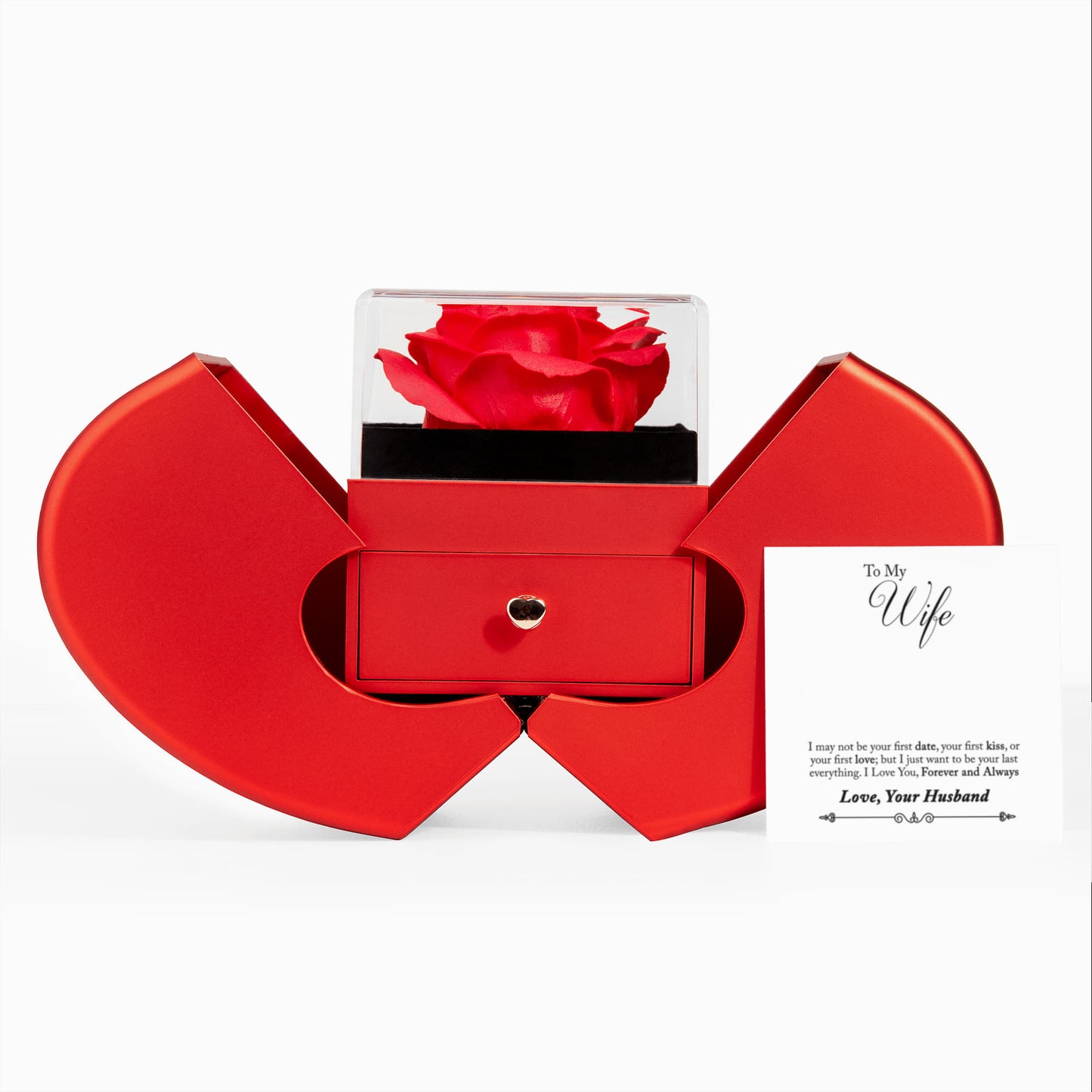 TO MY WIFE LAST EVERYTHING FOREVER HEART ROSE BOX