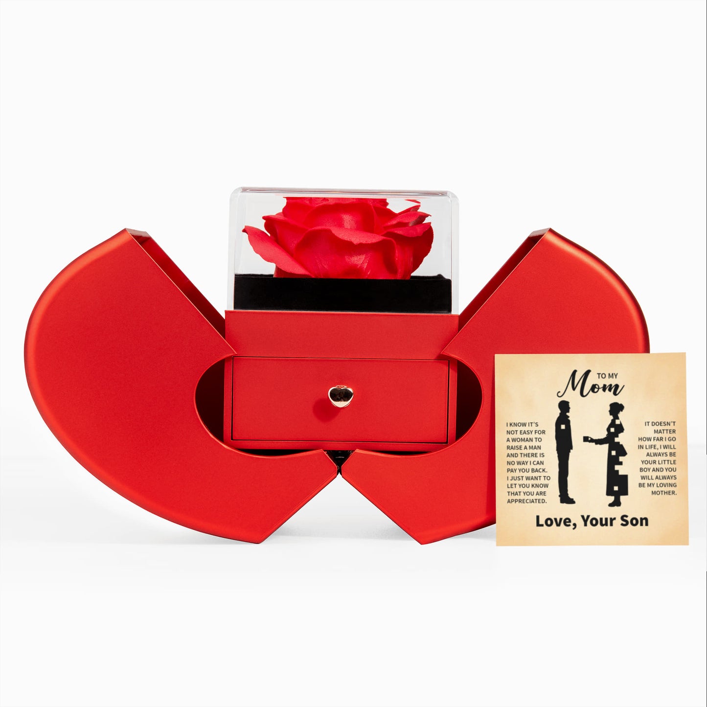 TO MY MOM MY LOVING MOTHER FOREVER LOVE HEART ROSE BOX