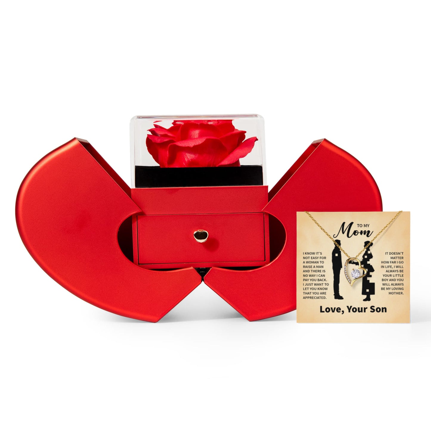 TO MY MOM MY LOVING MOTHER FOREVER LOVE HEART ROSE BOX