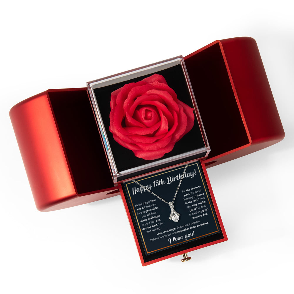 HAPPY 15TH BIRTHDAY RAIN ALLURING NECKLACE HEART BOX GIFT SET