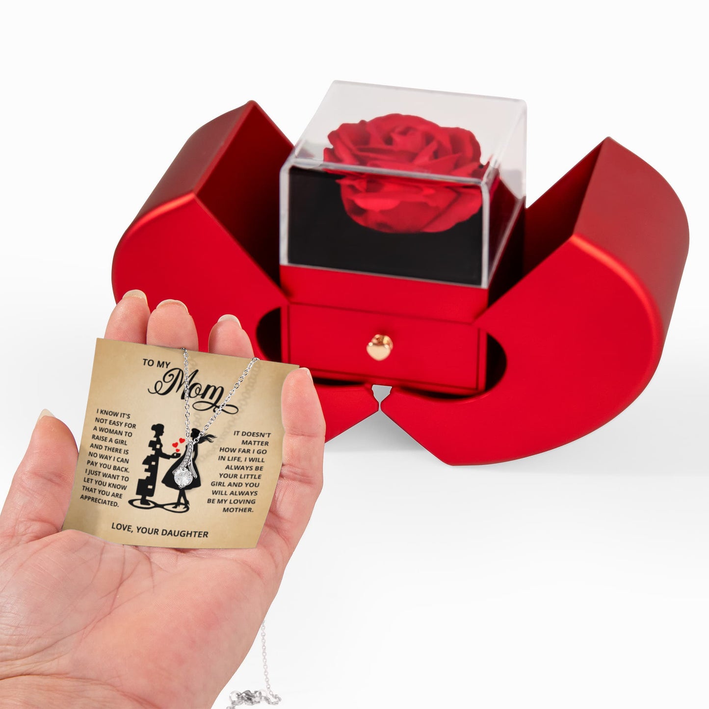 TO MY MOM LITTLE GIRL ALLURING HEART ROSE BOX