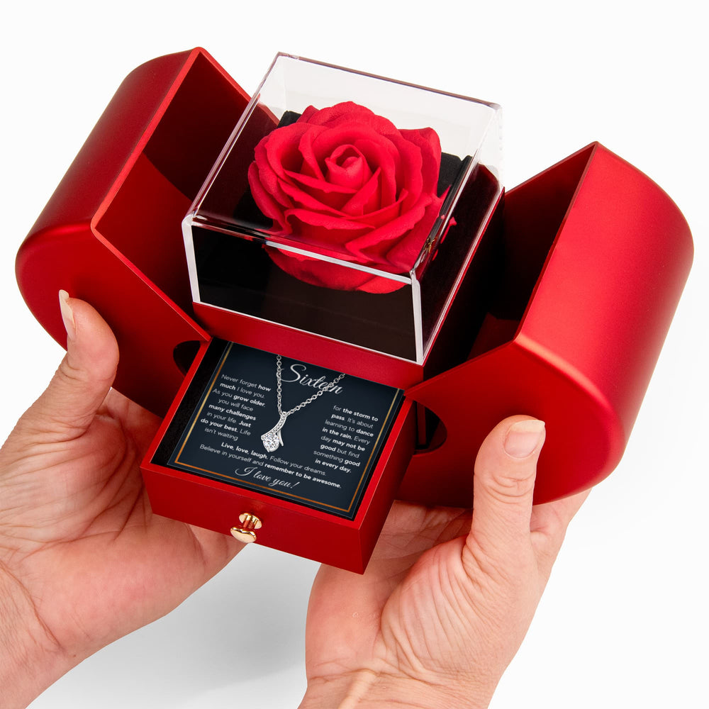 HAPPY SWEET SIXTEEN RAIN ALLURING NECKLACE HEART BOX GIFT SET