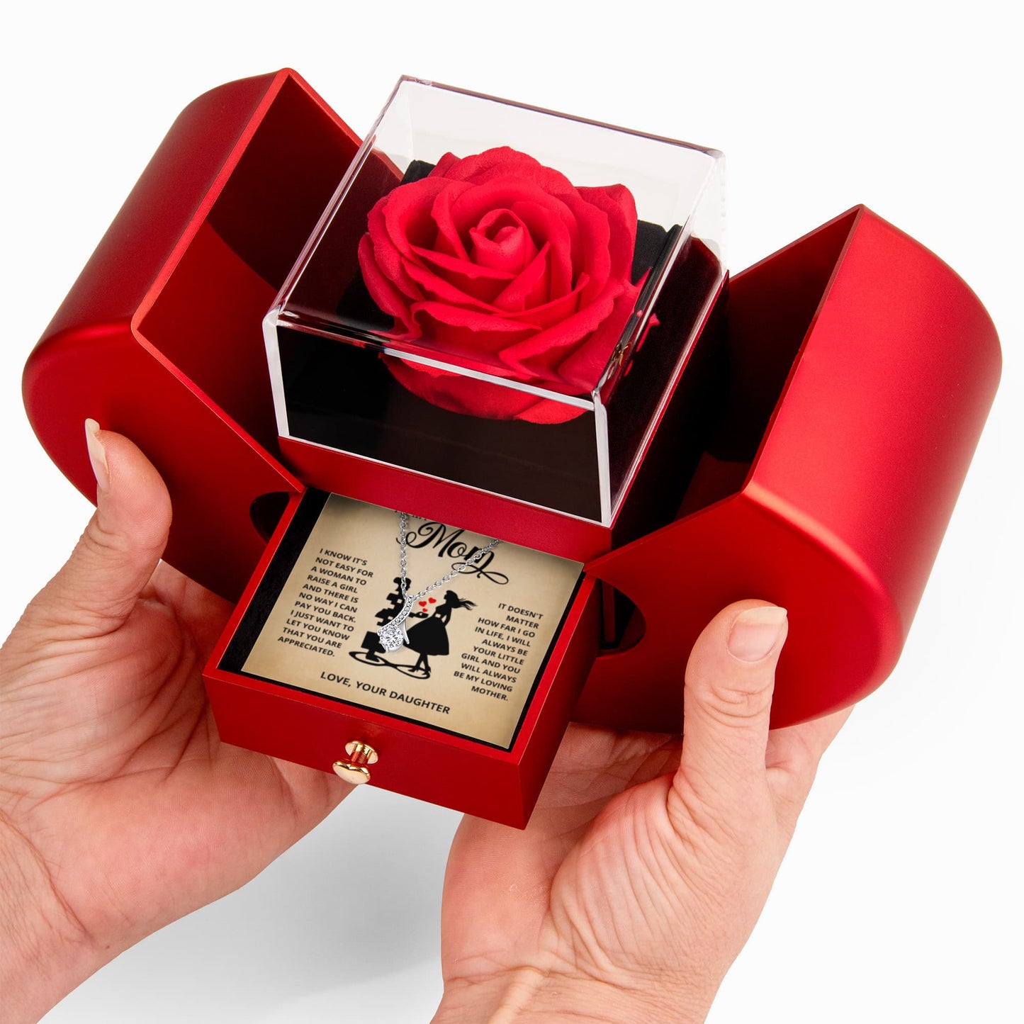 TO MY MOM LITTLE GIRL ALLURING HEART ROSE BOX