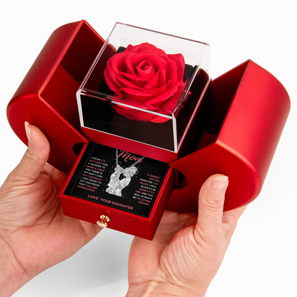 TO MY BEAUTIFUL MOM LITTLE GIRL ALLURING HEART ROSE BOX
