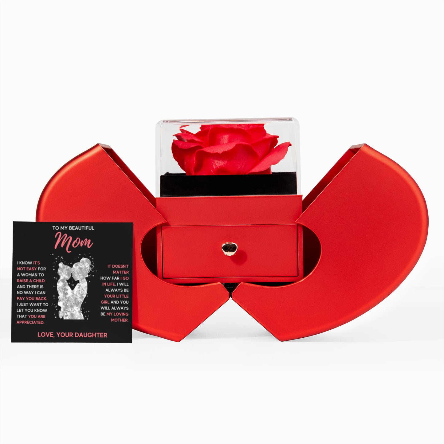 TO MY BEAUTIFUL MOM LITTLE GIRL ALLURING HEART ROSE BOX