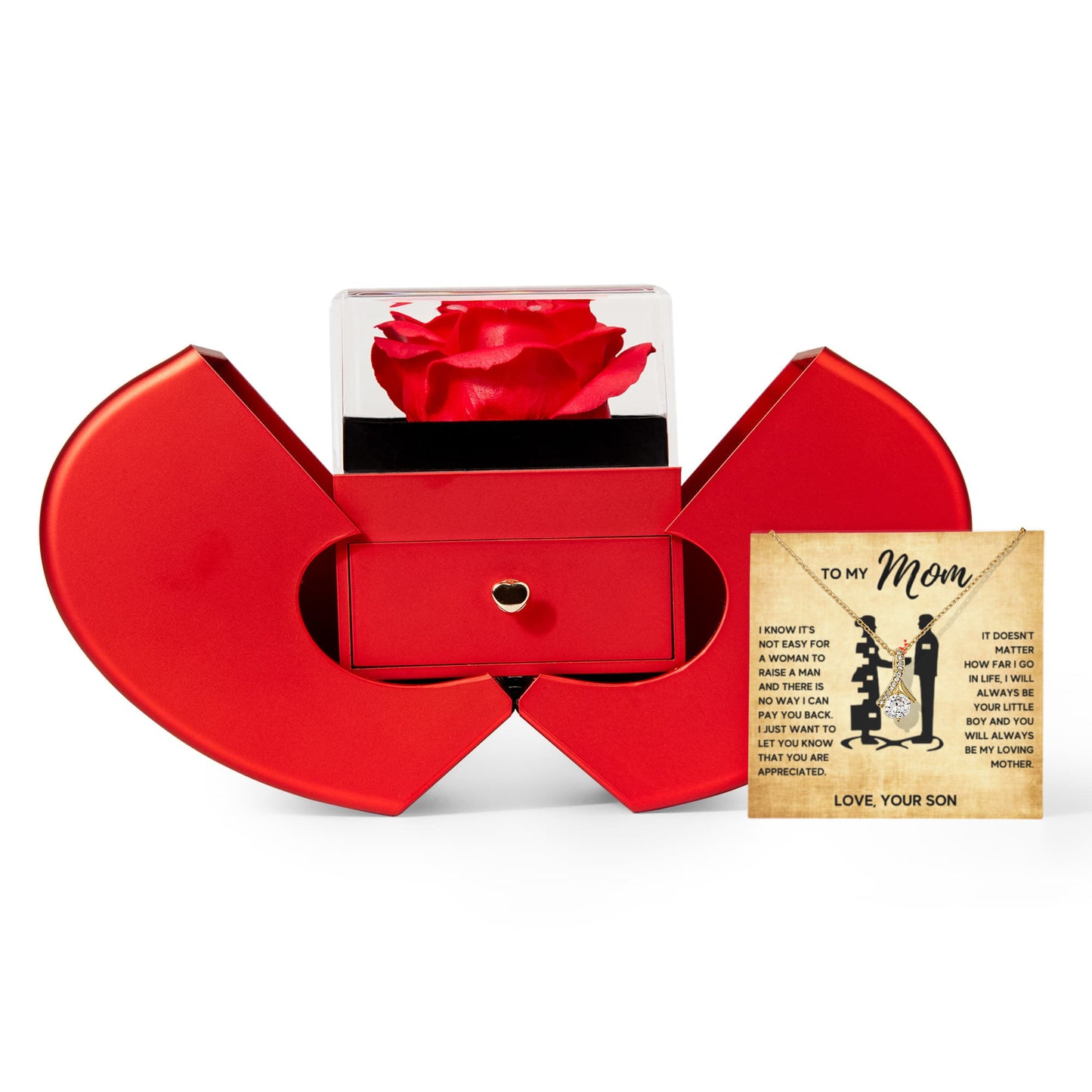 TO MY MOM LITTLE BOY ALLURING HEART ROSE BOX