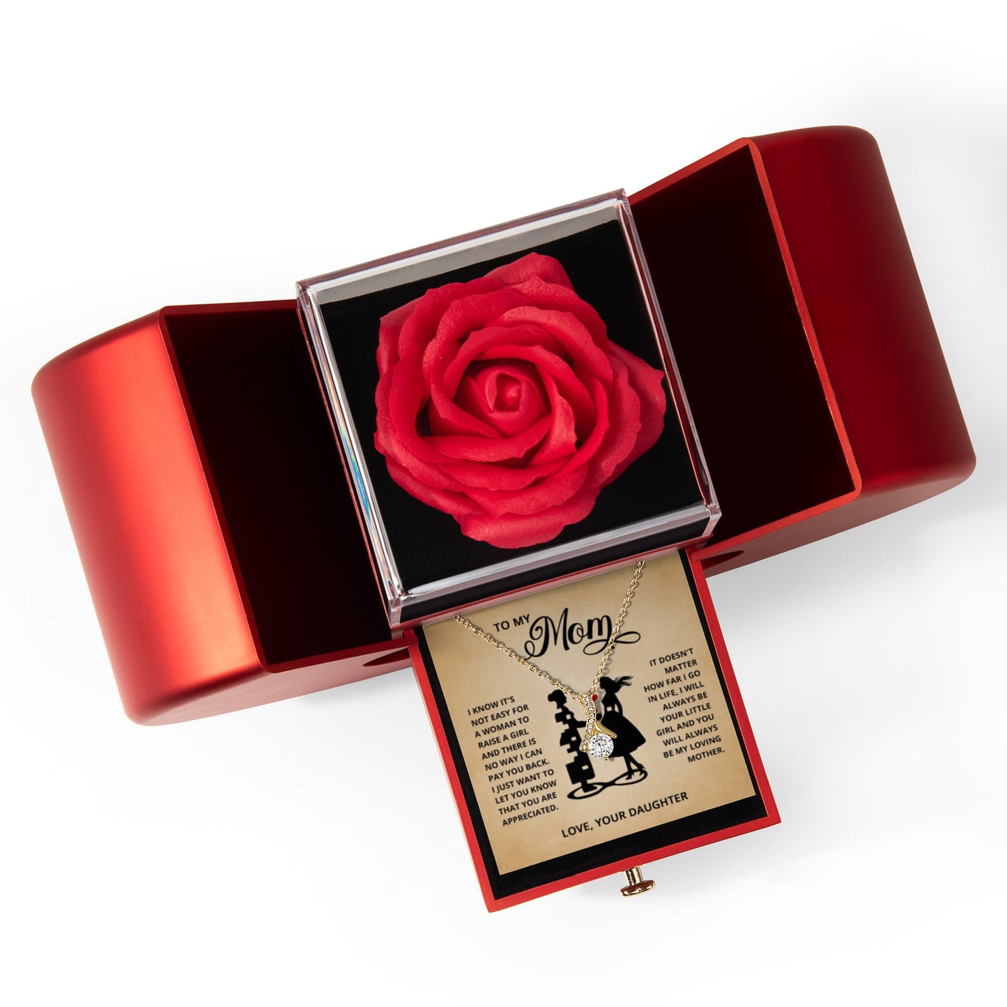 TO MY MOM LITTLE GIRL ALLURING HEART ROSE BOX
