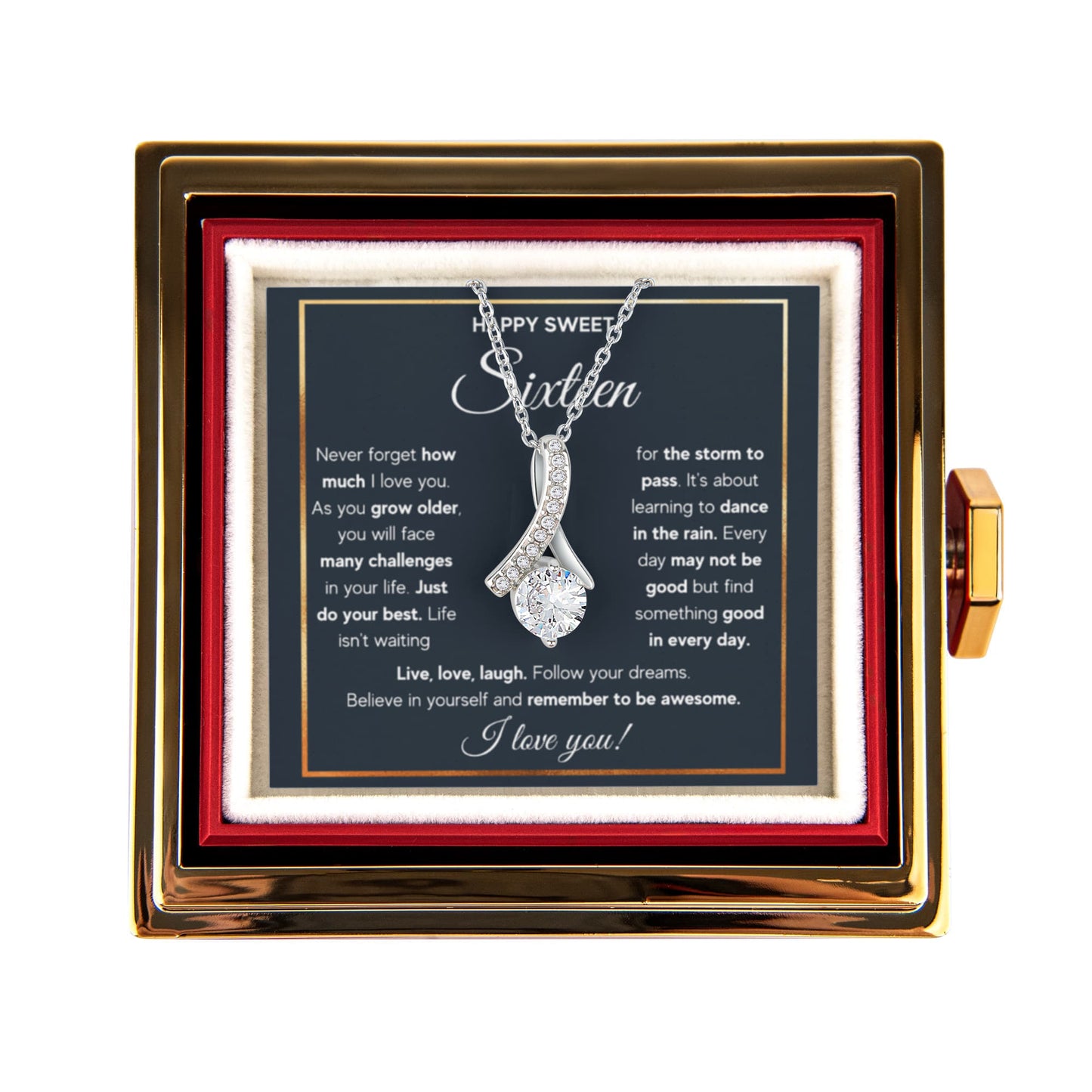 HAPPY SWEET SIXTEEN RAIN ALLURING NECKLACE ROSE BOX GIFT SET