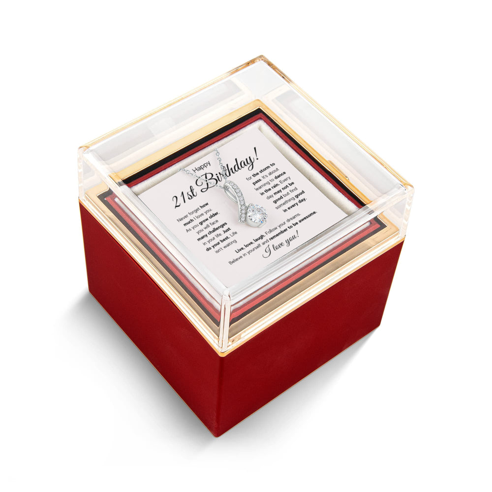 21ST BIRTHDAY RAIN ALLURING NECKLACE ROSE BOX GIFT SET