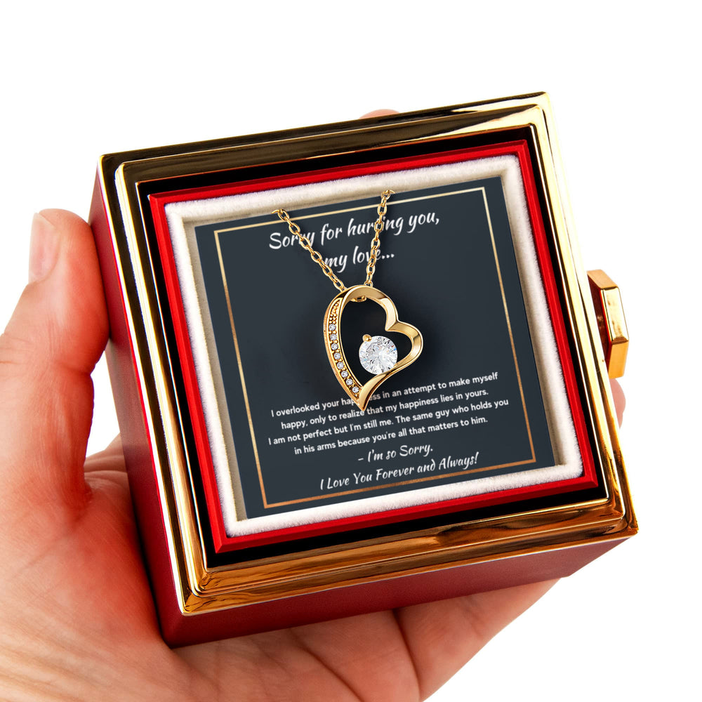 I'M SORRY HAPPINESS FOREVER LOVE NECKLACE ROSE BOX GIFT SET