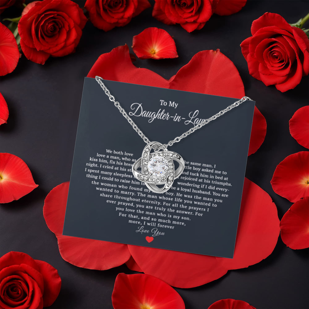 TO MY DAUGHTER IN LAW PRAYERS LOVE KNOT NECKLACE ROSE BOX GIFT SET