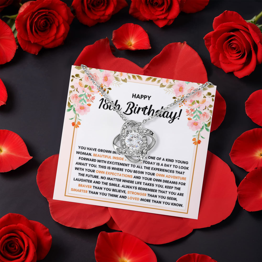 18TH BIRTHDAY DREAMS LOVE KNOT NECKLACE ROSE BOX GIFT SET