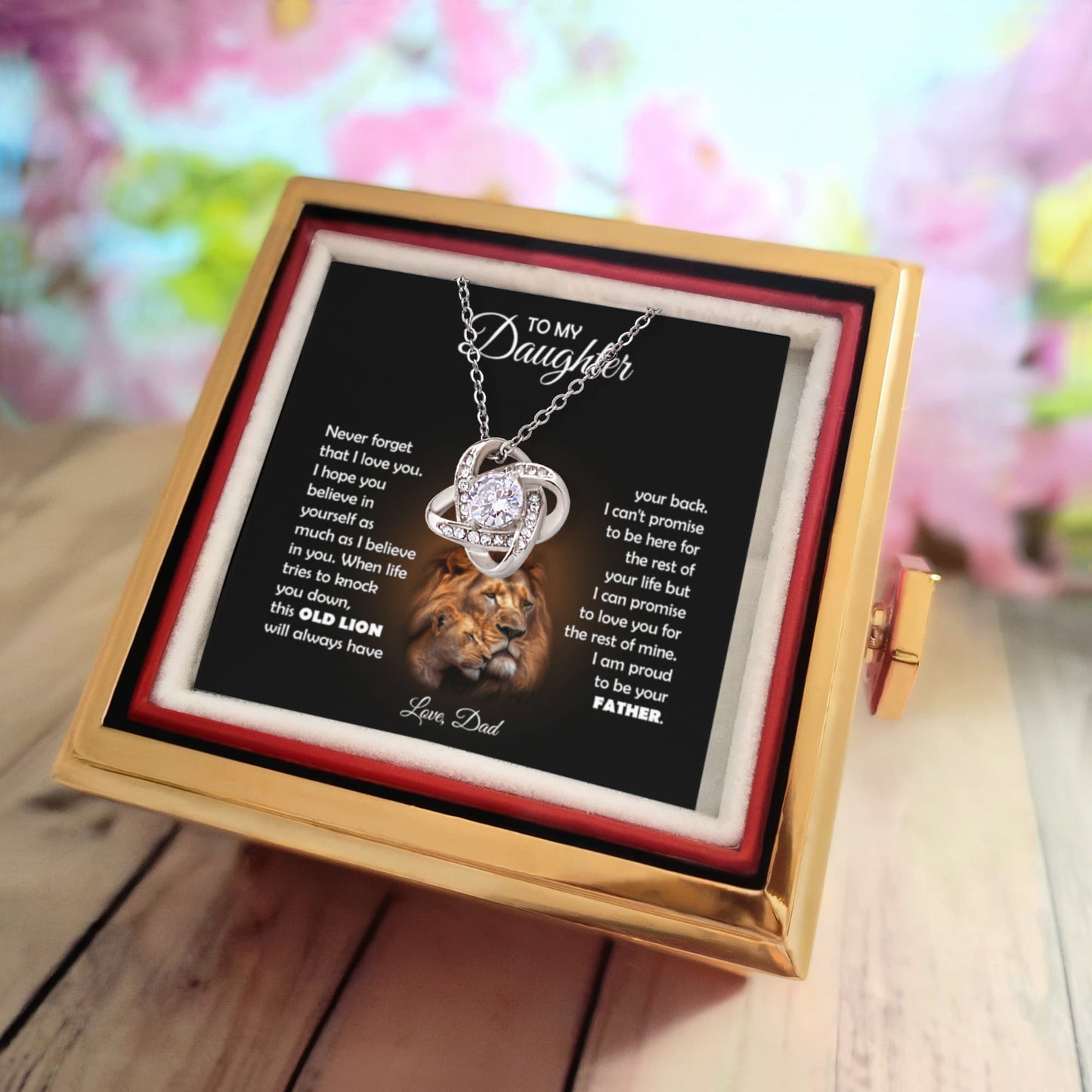 TO MY DAUGHTER THIS LION KNOT ROSE BOX
