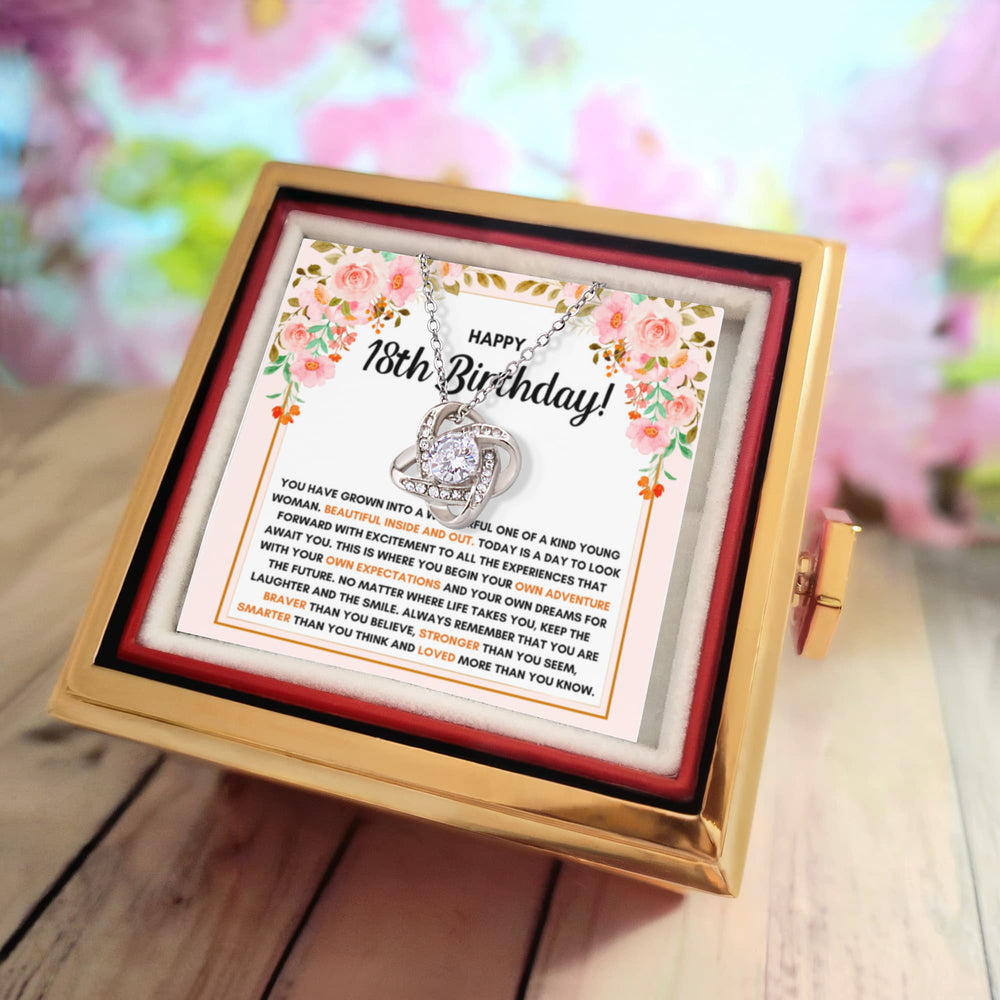 18TH BIRTHDAY DREAMS LOVE KNOT NECKLACE ROSE BOX GIFT SET