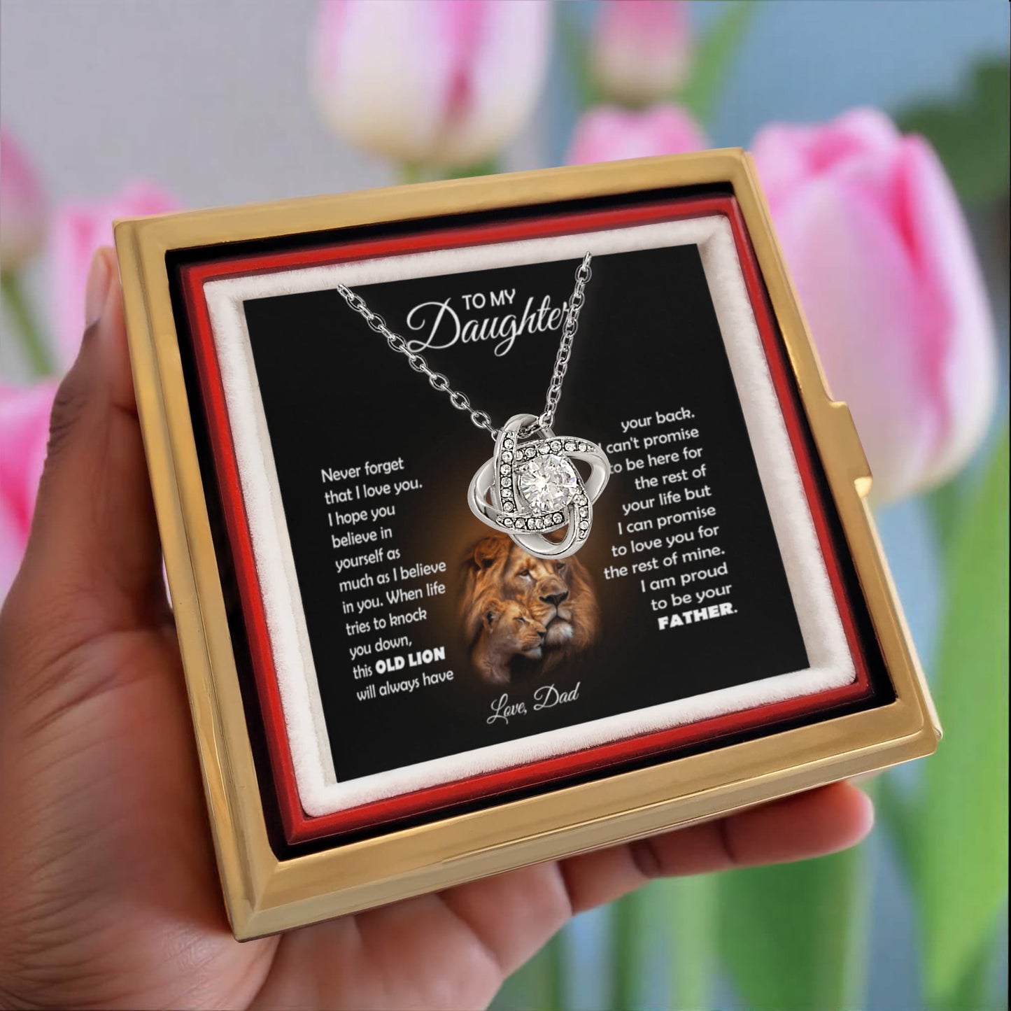 TO MY DAUGHTER THIS LION KNOT ROSE BOX