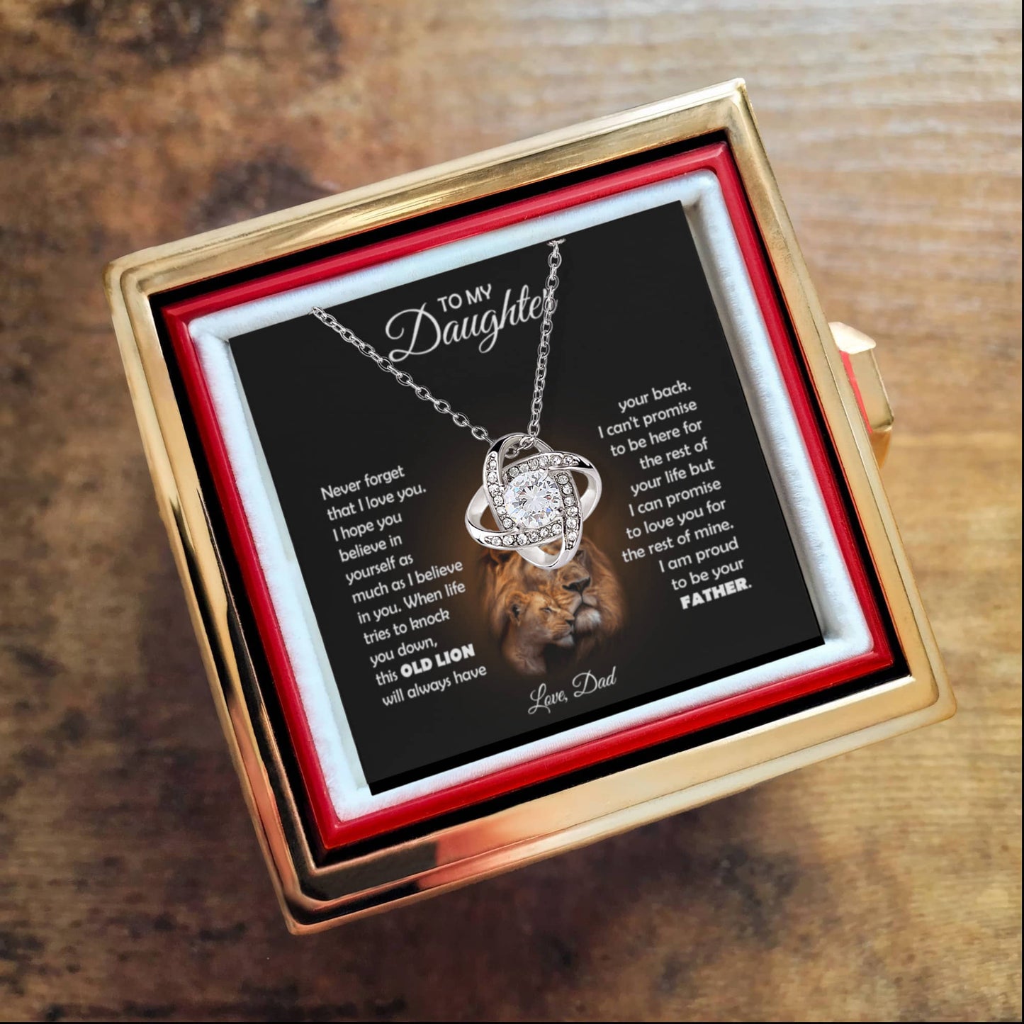 TO MY DAUGHTER THIS LION KNOT ROSE BOX