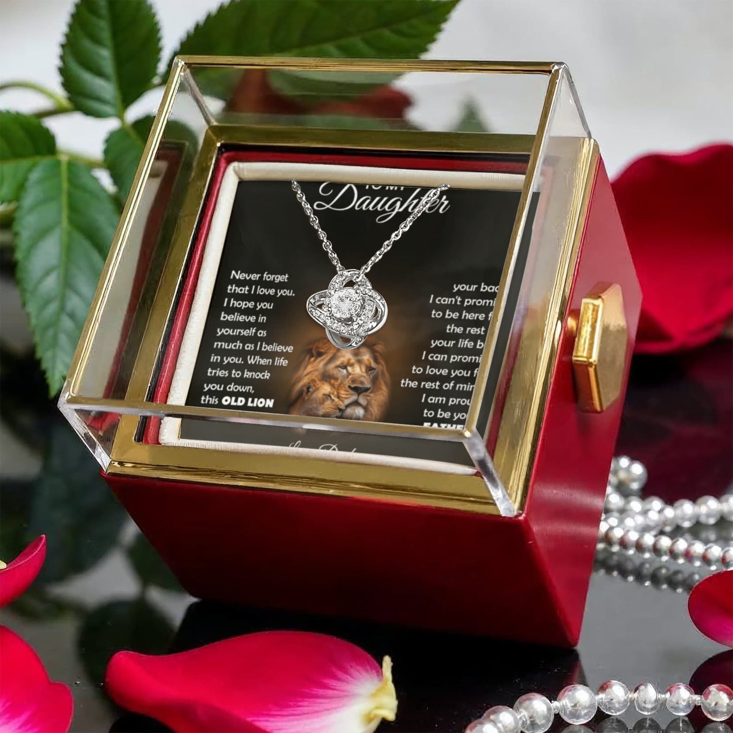 TO MY DAUGHTER THIS LION KNOT ROSE BOX