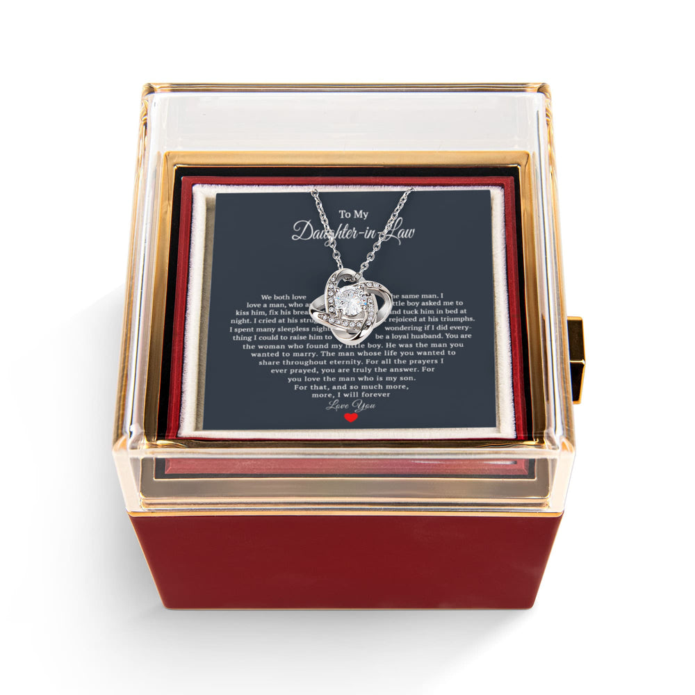 TO MY DAUGHTER IN LAW PRAYERS LOVE KNOT NECKLACE ROSE BOX GIFT SET