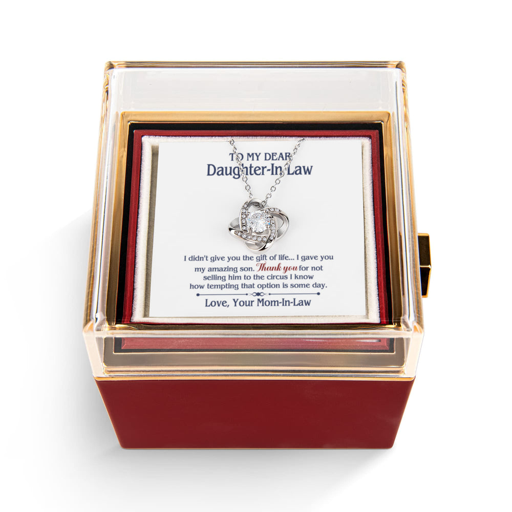TO MY DAUGHTER IN LAW CIRCUS LOVE KNOT NECKLACE ROSE BOX GIFT SET