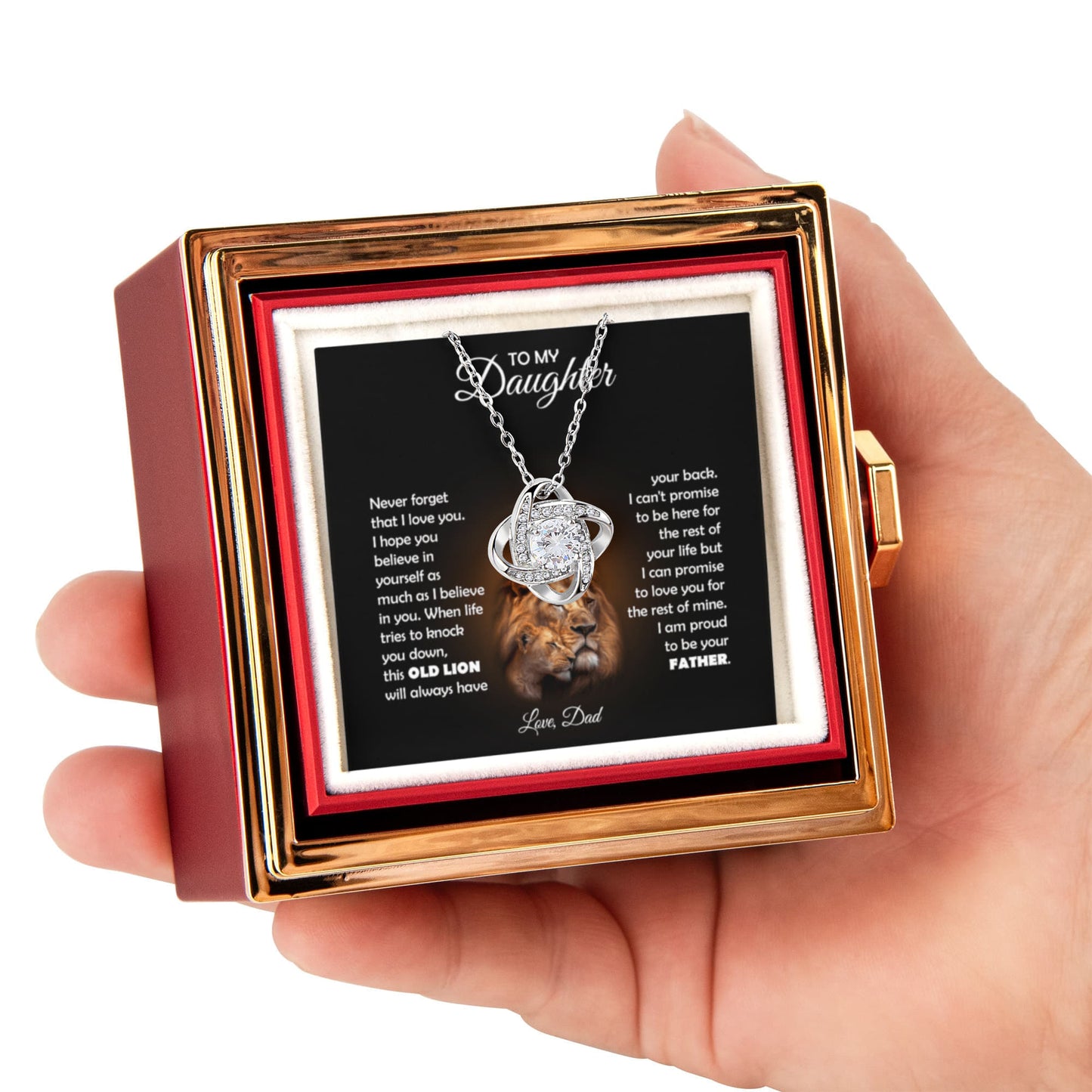 TO MY DAUGHTER THIS LION KNOT ROSE BOX