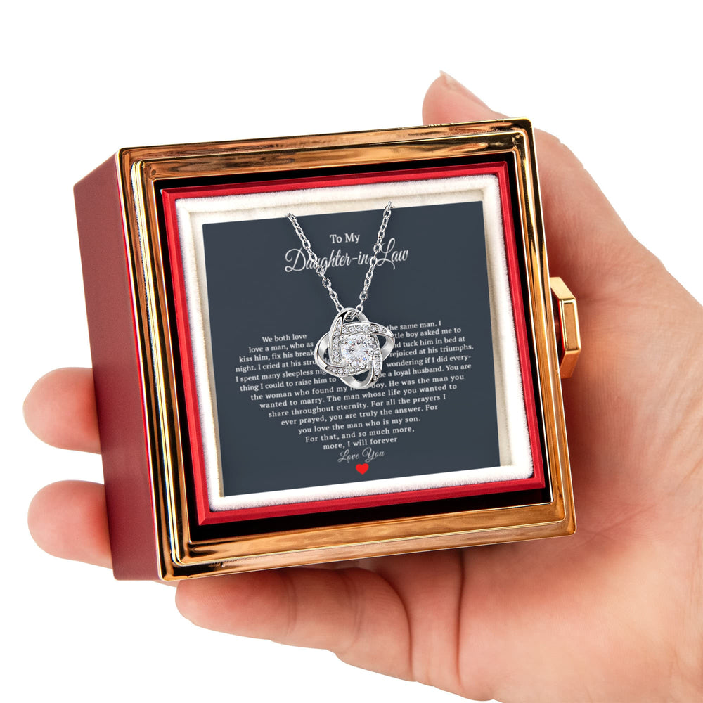 TO MY DAUGHTER IN LAW PRAYERS LOVE KNOT NECKLACE ROSE BOX GIFT SET