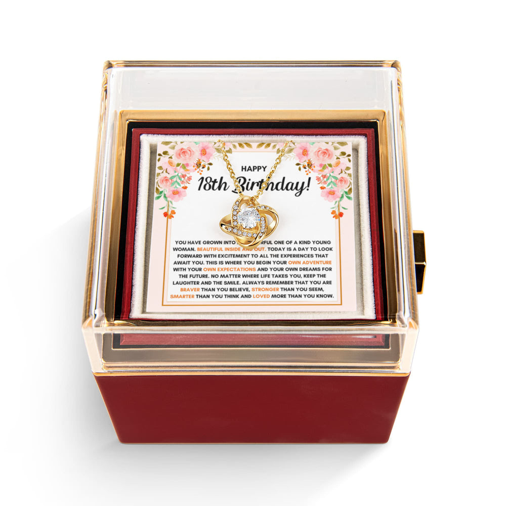 18TH BIRTHDAY DREAMS LOVE KNOT NECKLACE ROSE BOX GIFT SET