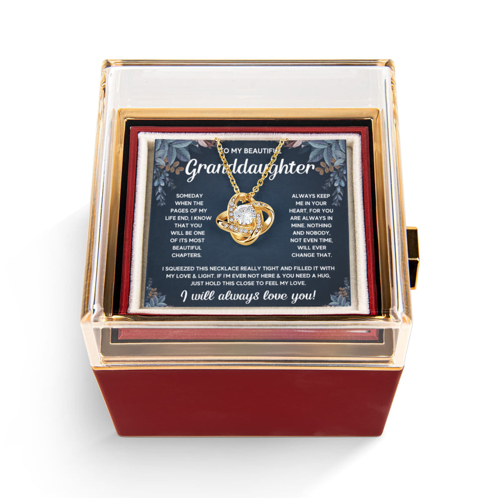 TO MY GRANDDAUGHTER SQUEEZED LOVE KNOT NECKLACE ROSE BOX GIFT SET
