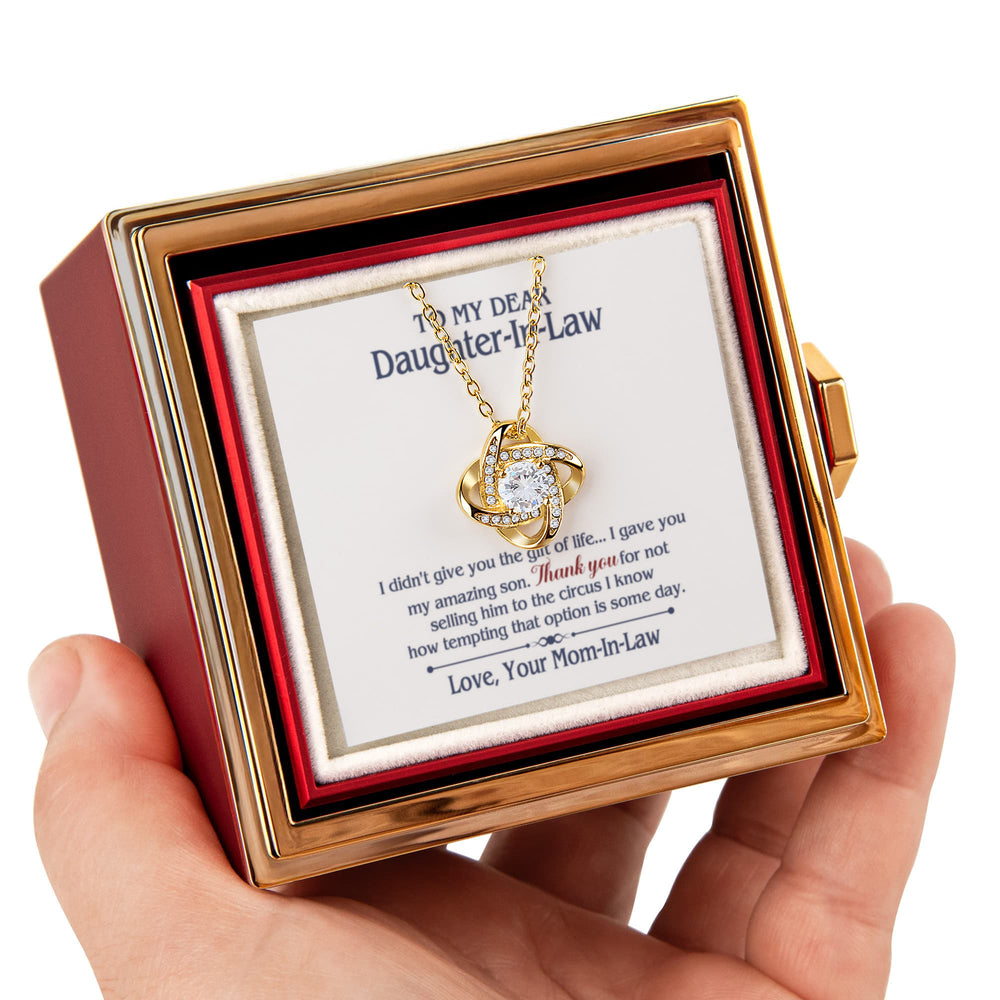 TO MY DAUGHTER IN LAW CIRCUS LOVE KNOT NECKLACE ROSE BOX GIFT SET